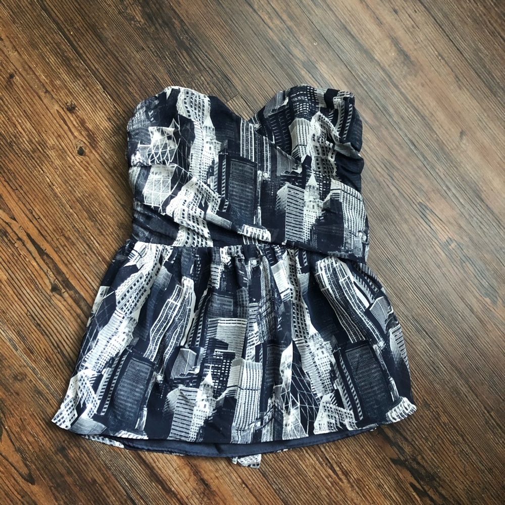 New York City Strapless Babydoll Top